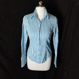 Hawes and Curtis Blue Stripe Hipster Shirt